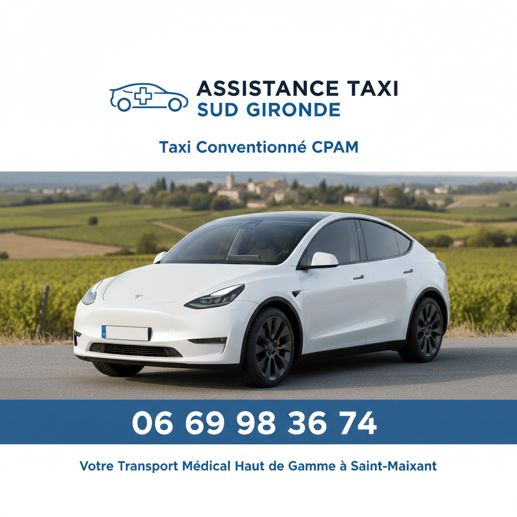 Véhicule de Assistance Taxi Sud-Gironde, taxi conventionné CPAM en Gironde.